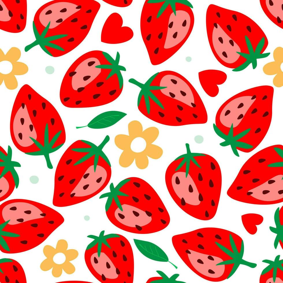 Seamless pattern with strawberries. Summer ornament with berries. Vector graphics.