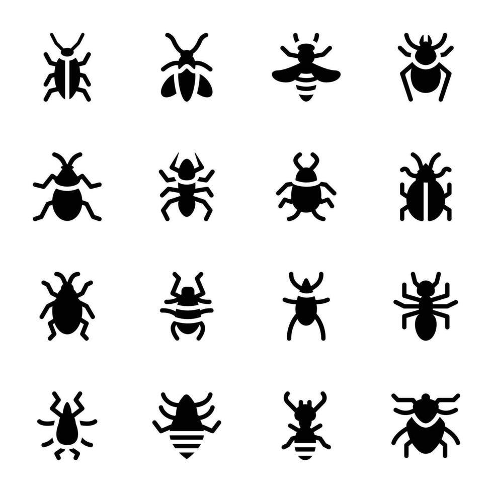 Pest Control Icons Set vector