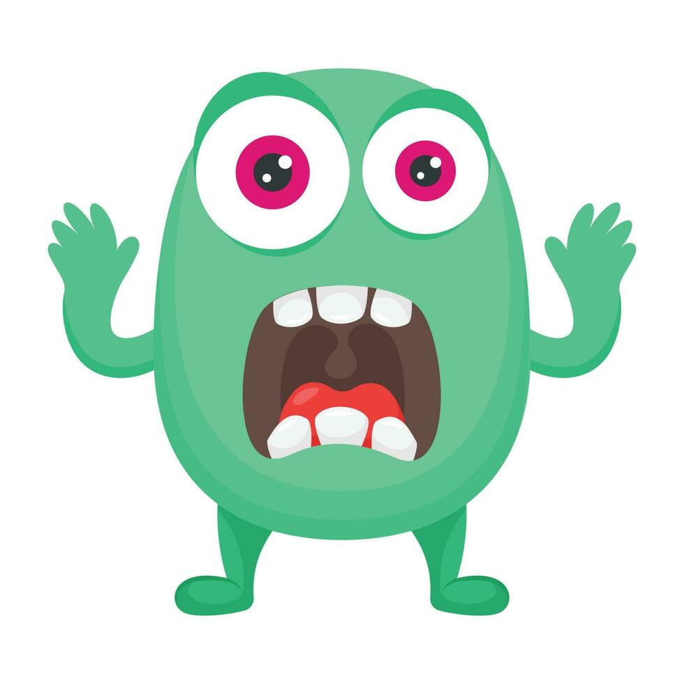 zombie monster and big screaming mouth, argus panoptes flat icon vector