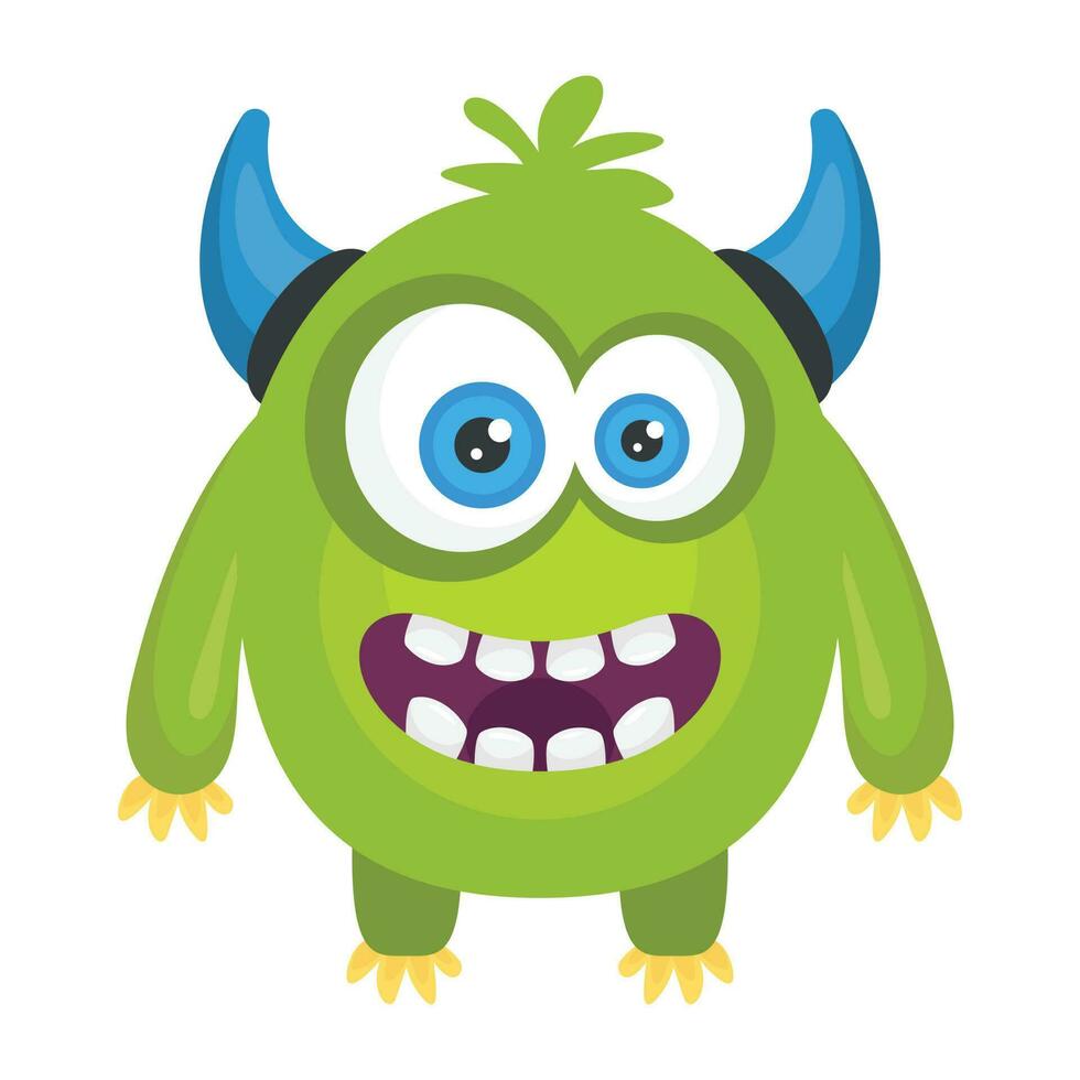 zombie monster and big screaming mouth, argus panoptes flat icon vector