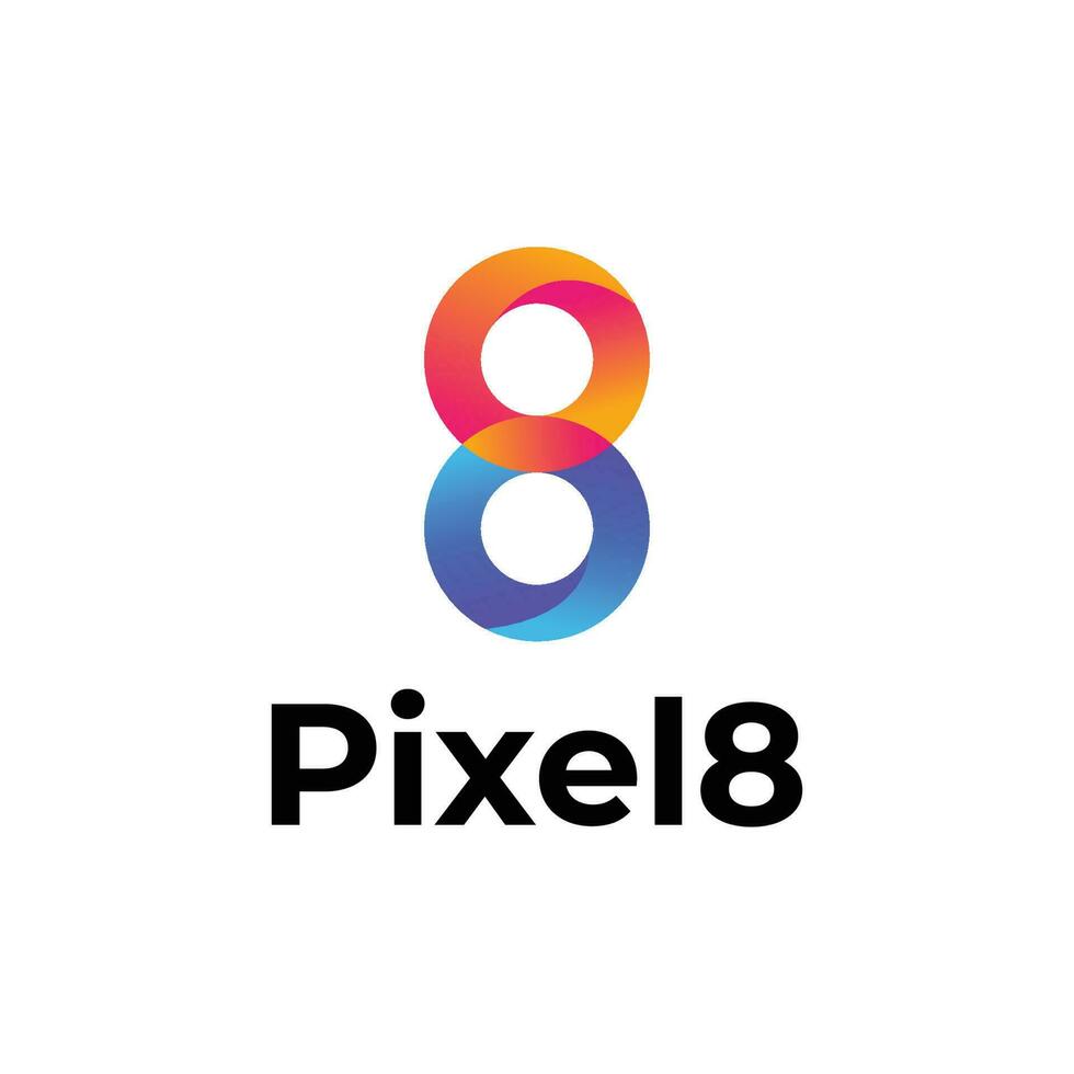 Pixel 8 modern 3d studio logo design vector