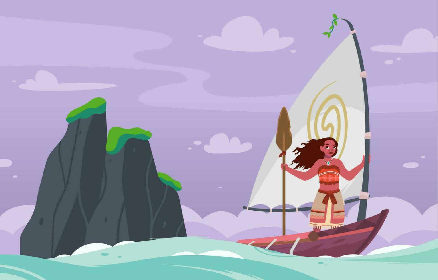 Woman Sailing On The Ocean vector