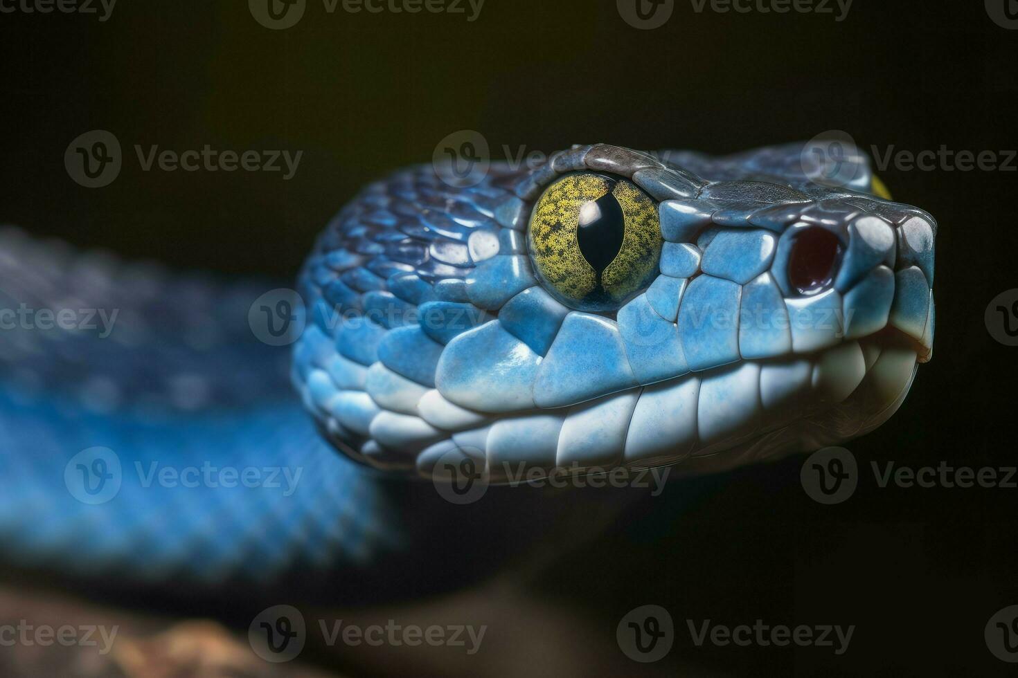 azul víbora serpiente rostro. generar ai foto