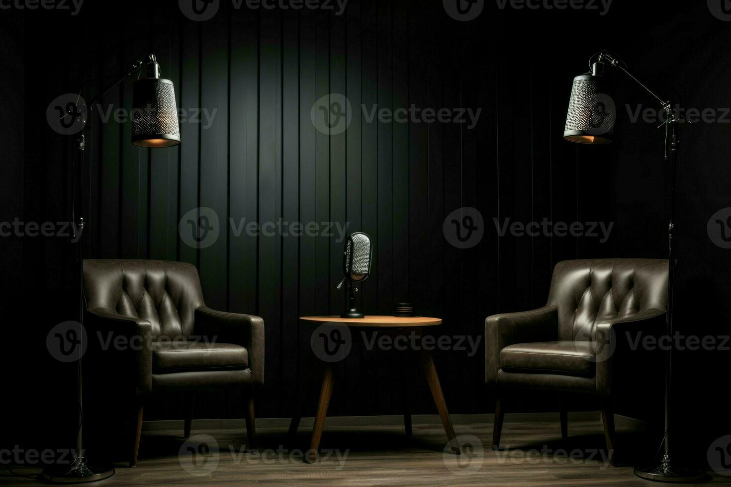 Podcast studio chairs. Generate Ai photo