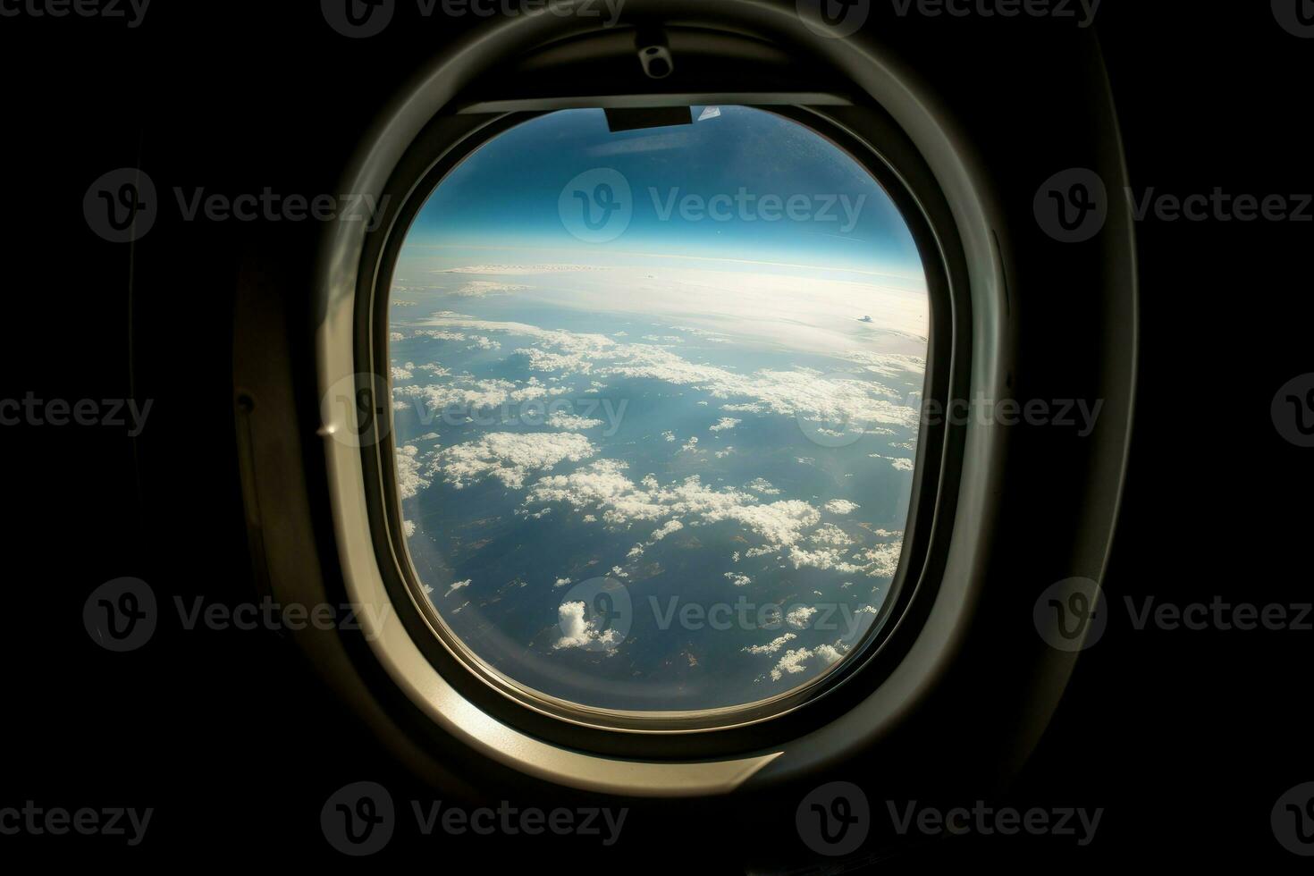 Airplane window. Generate Ai photo