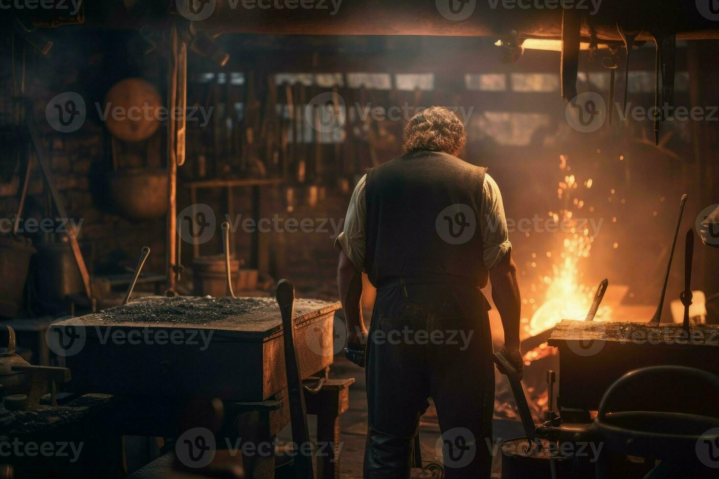 Blacksmith man forge. Generate Ai photo