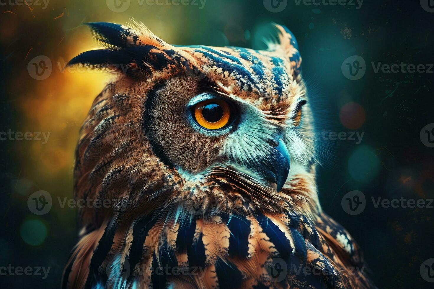 Owl portrait bird predator. Generate Ai photo