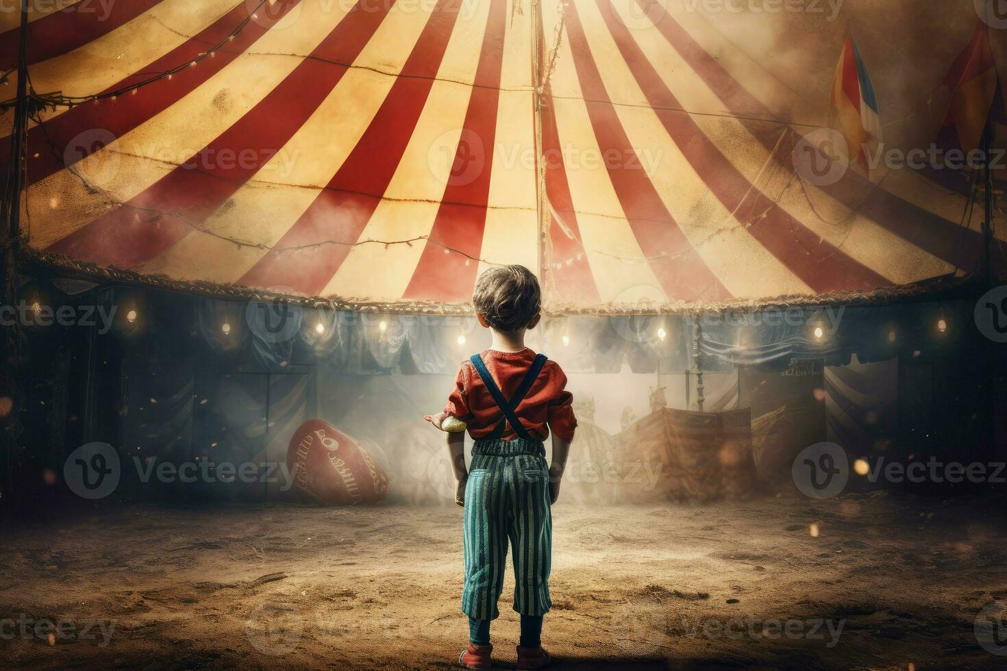 Circus tent arena performer child. Generate Ai photo