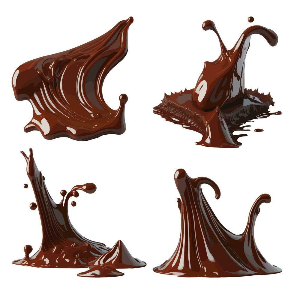 Set of 3D Chocolate Splash with Chocolate Bar vector