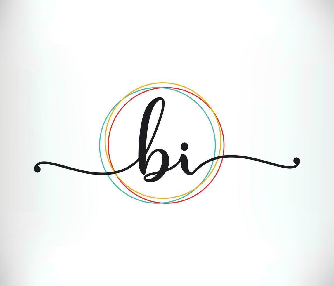 Initial bi feminine logo design, luxury feminine letter logo vector