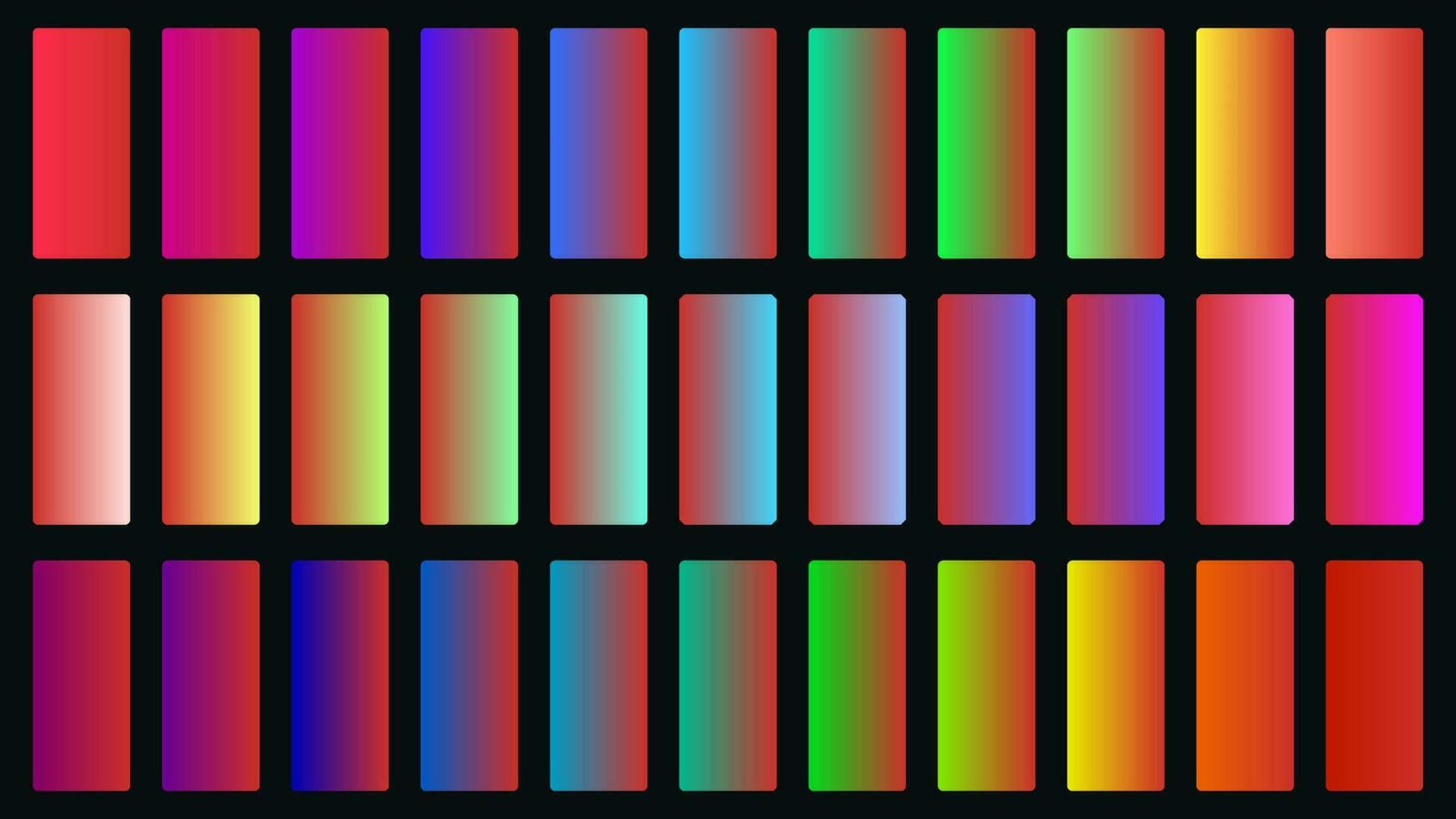 Colorful Red Color Shade Linear Gradient Palette Swatches Web Kit Rounded Rectangles Template Set vector