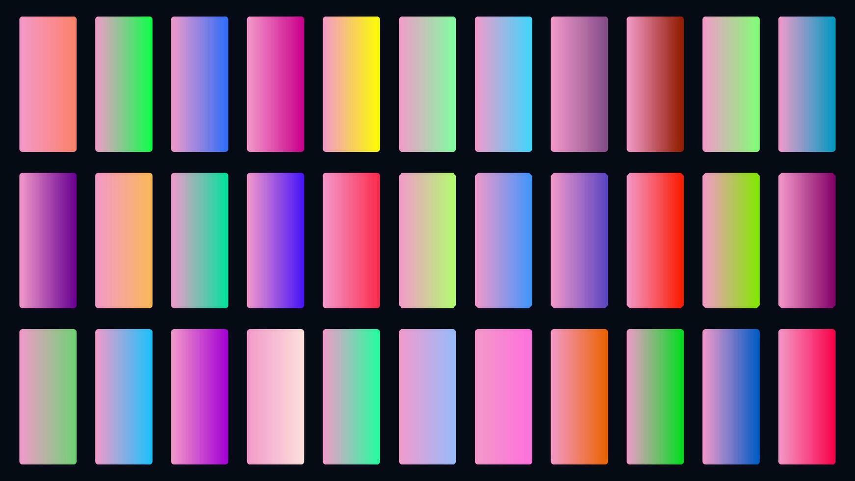 Colorful Pink Color Shade Linear Gradient Palette Swatches Web Kit Rounded Rectangles Template Set vector