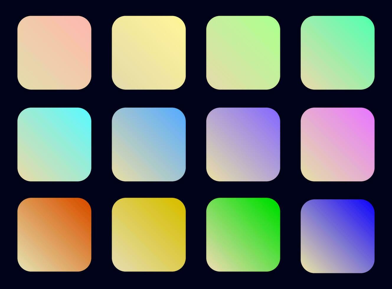 Colorful Tan Color Shade Linear Gradient Palette Swatches Web Kit Rounded Squares Template Set vector