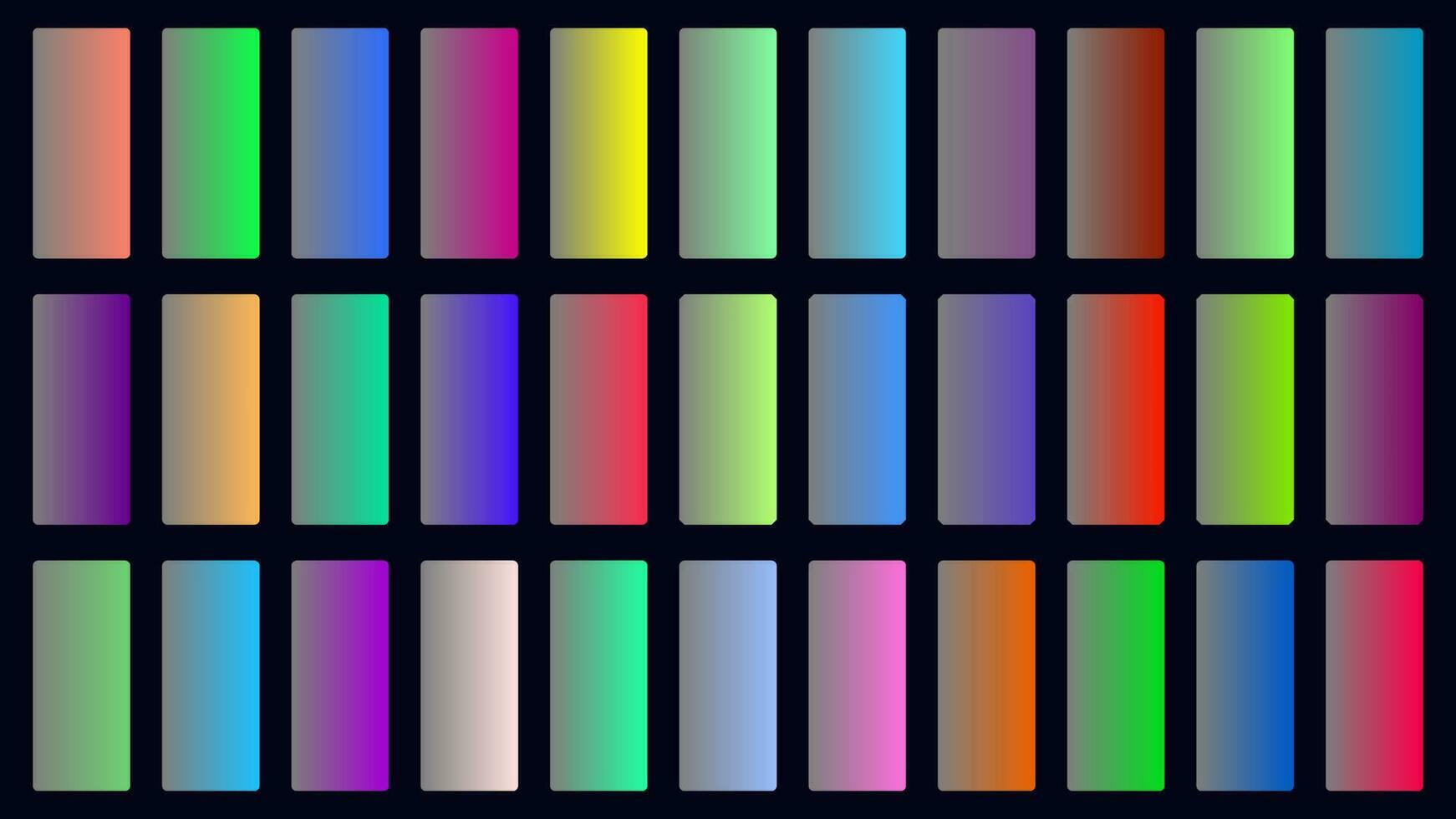 Colorful Gray Color Shade Linear Gradient Palette Swatches Web Kit Rounded Rectangles Template Set vector