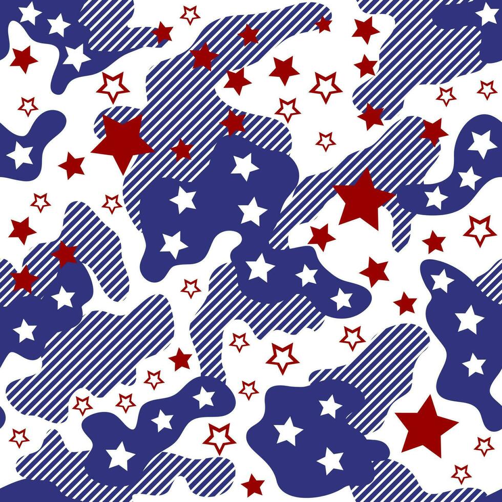 rojo y azul estrellas unido estados sin costura modelo diseños vector