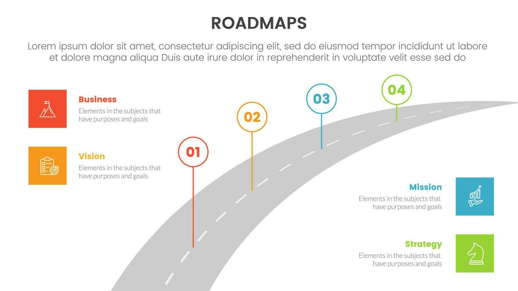business roadmaps process framework infographic 3 stages with long highway road and light theme concept for slide presentation vector