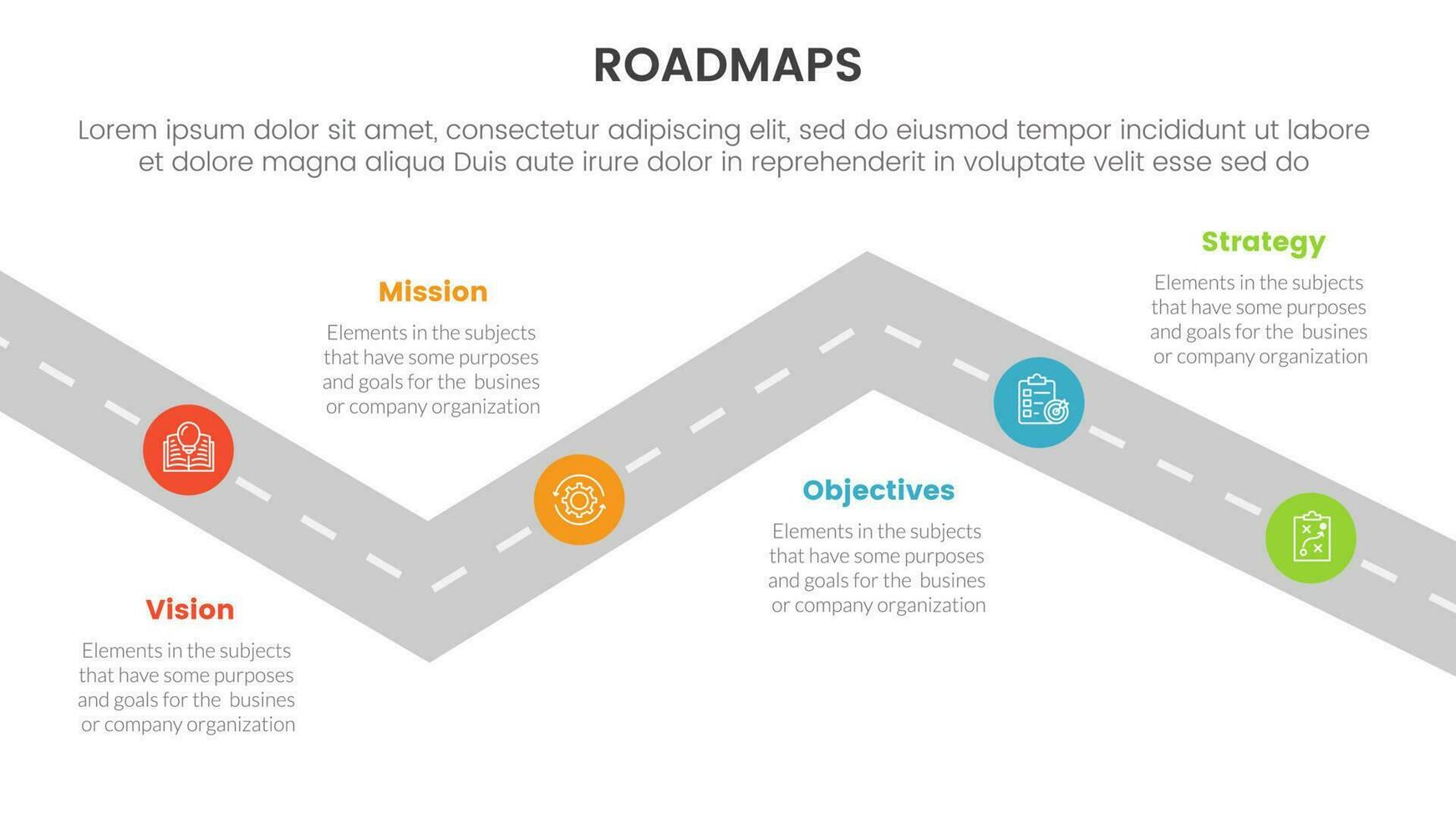 business roadmaps process framework infographic 3 stages with turning road and light theme concept for slide presentation vector