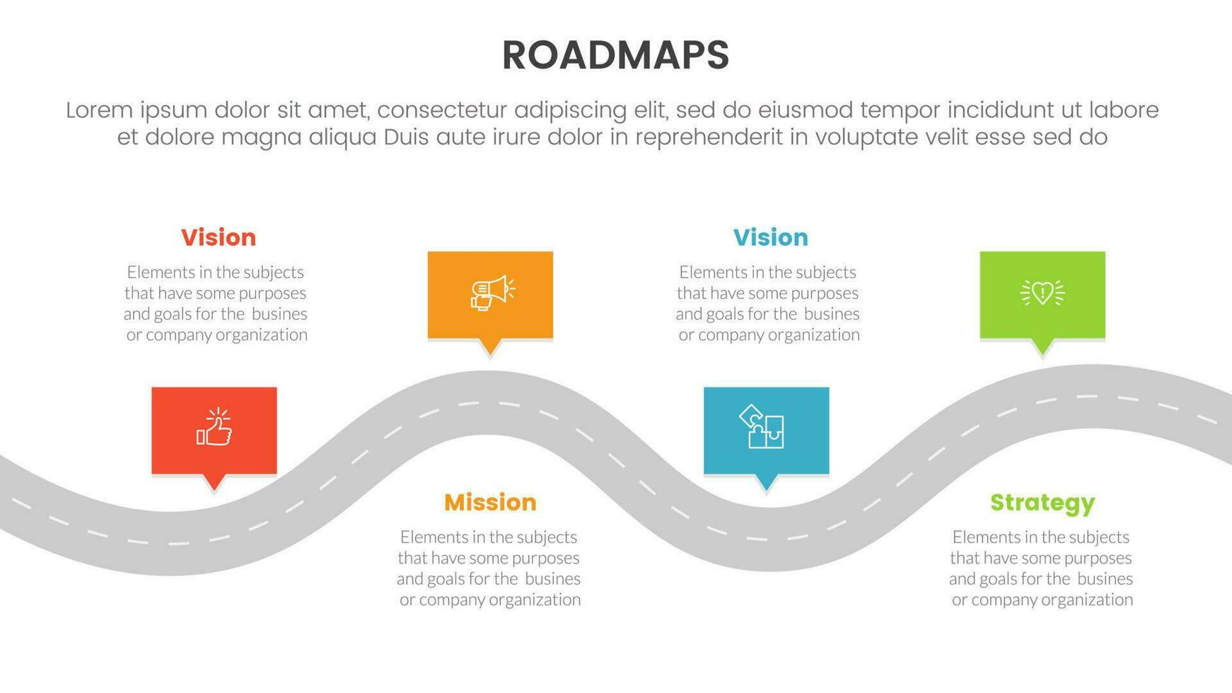 business roadmaps process framework infographic 3 stages with wavy and bumpy road and light theme concept for slide presentation vector