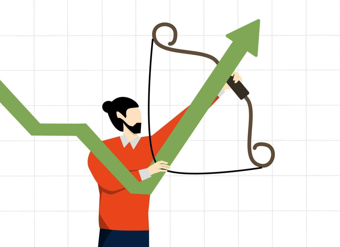 Economic recovery, raise federal interest rate, increase inflation concept, change to increase profit or growth, federal reserve entrepreneur trust refuse trend chart to go up with its arc. vector