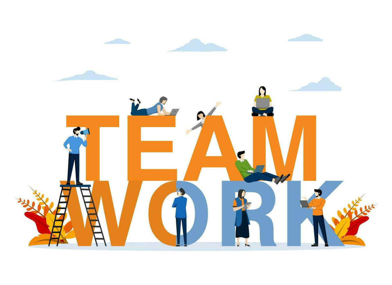 the business concept, said entrepreneur mutual cooperation to build teamwork, the concept of teamwork or jointly building a business or towards a goal. construction business project, abstract vector