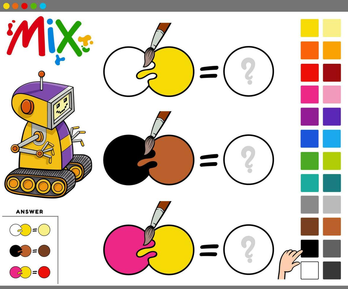 mixing colors educational cartoon activity for children vector