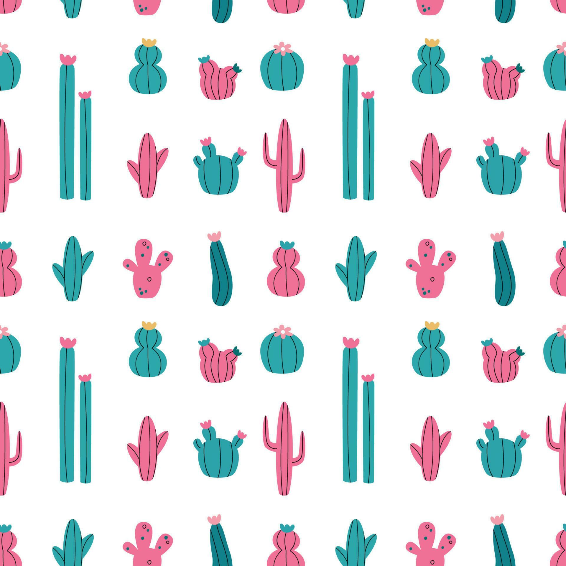 Vector seamless pattern with cactus 24116125 Vector Art at Vecteezy