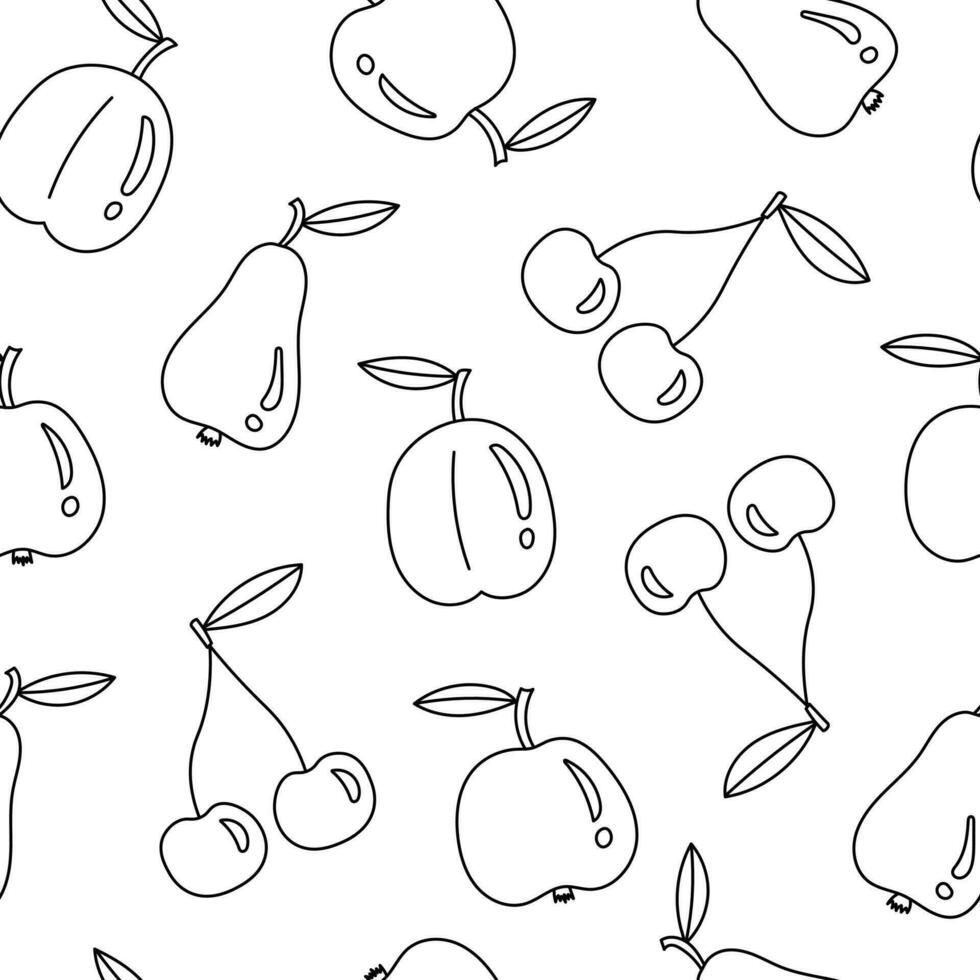 Food seamless pattern with doodle fruits vector