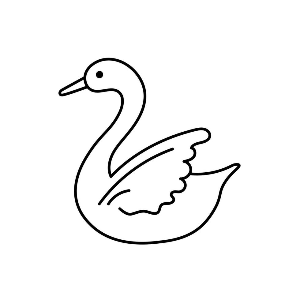 White swan doodle vector