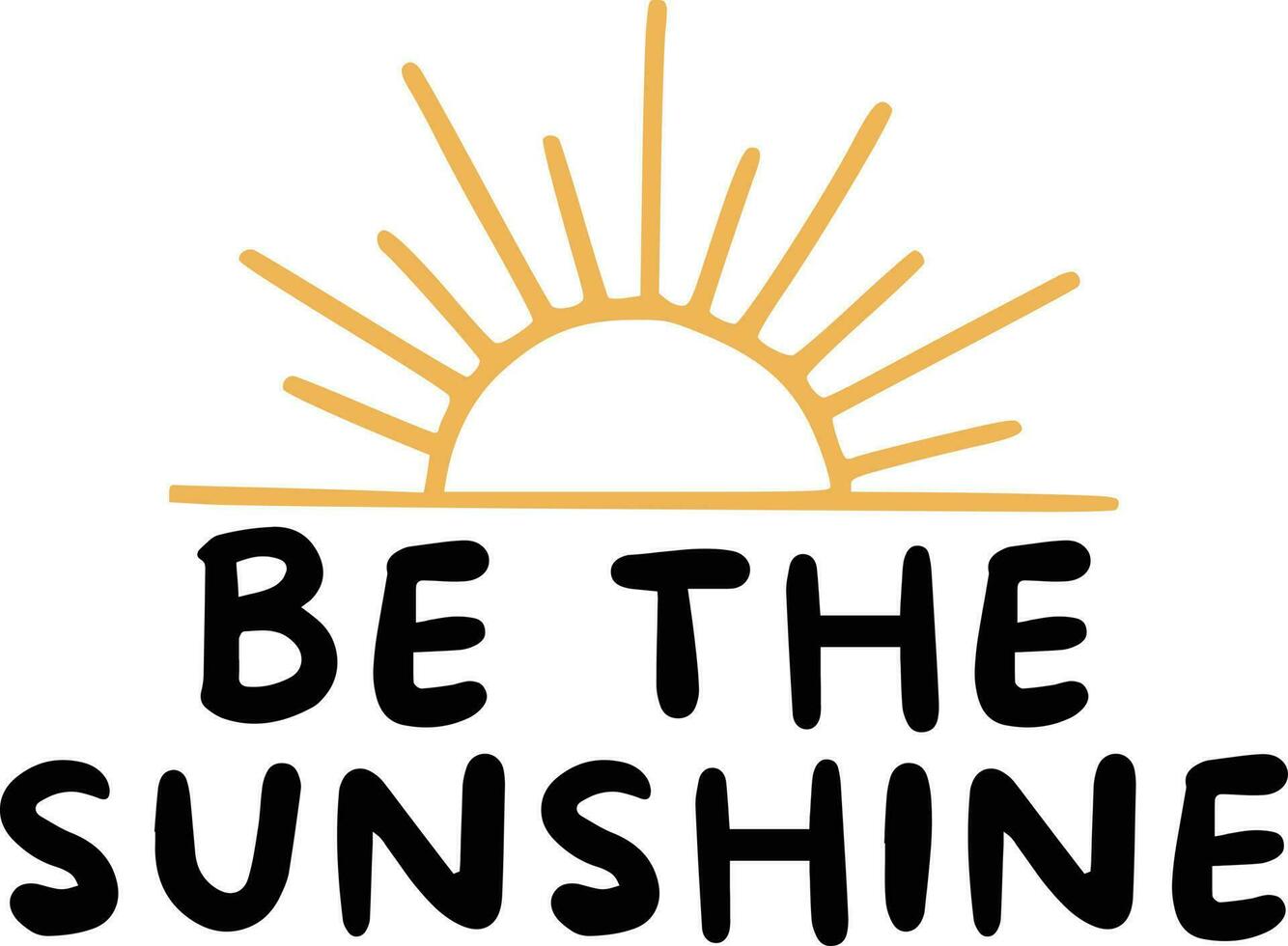 Be the Sunshine Lettering with sun rays icon, vector illustration