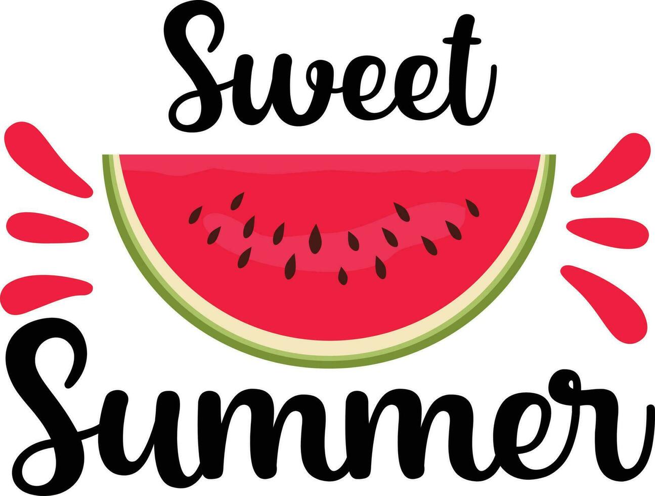 Sweet Summer slogan with watermelon vector illustration