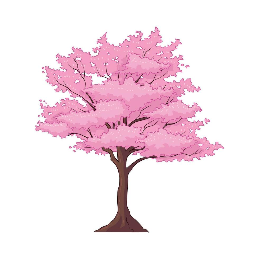 hand drawn sakura tree vector