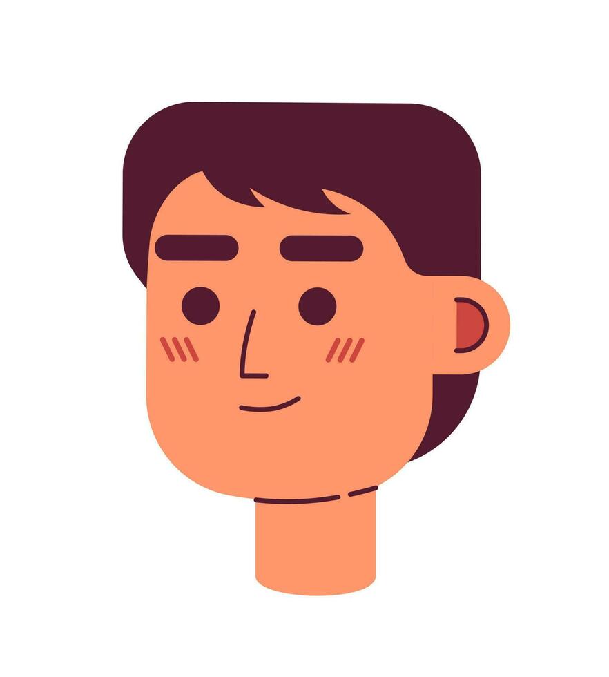 confidente bueno mirando joven adulto hombre semi plano vector personaje cabeza. sonriente asiático chico. editable dibujos animados avatar icono. cara emoción. vistoso Mancha ilustración para web gráfico diseño, animación