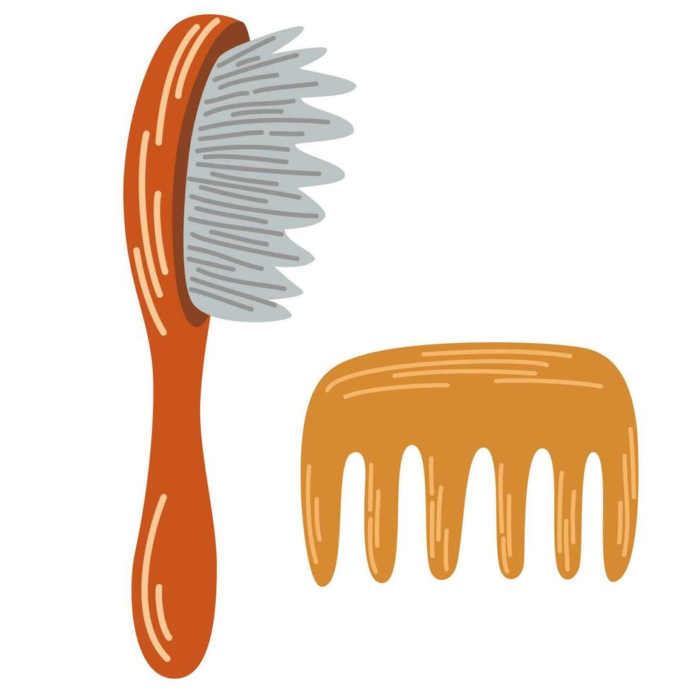 Comb for animals. Brush for dog and cat grooming equipment. Pet shop accessories. Vector flat illustration isolated on the white background.