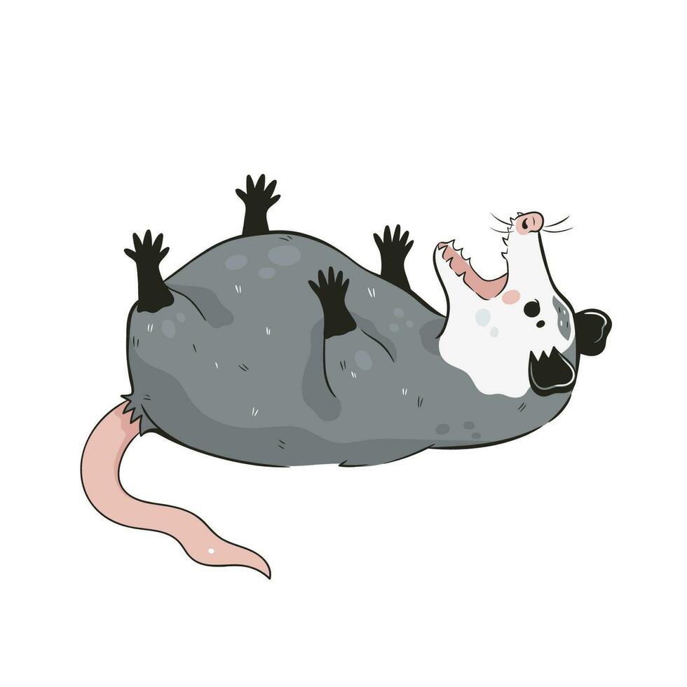 Cute opossum isolated on a white background. Vector graphics.