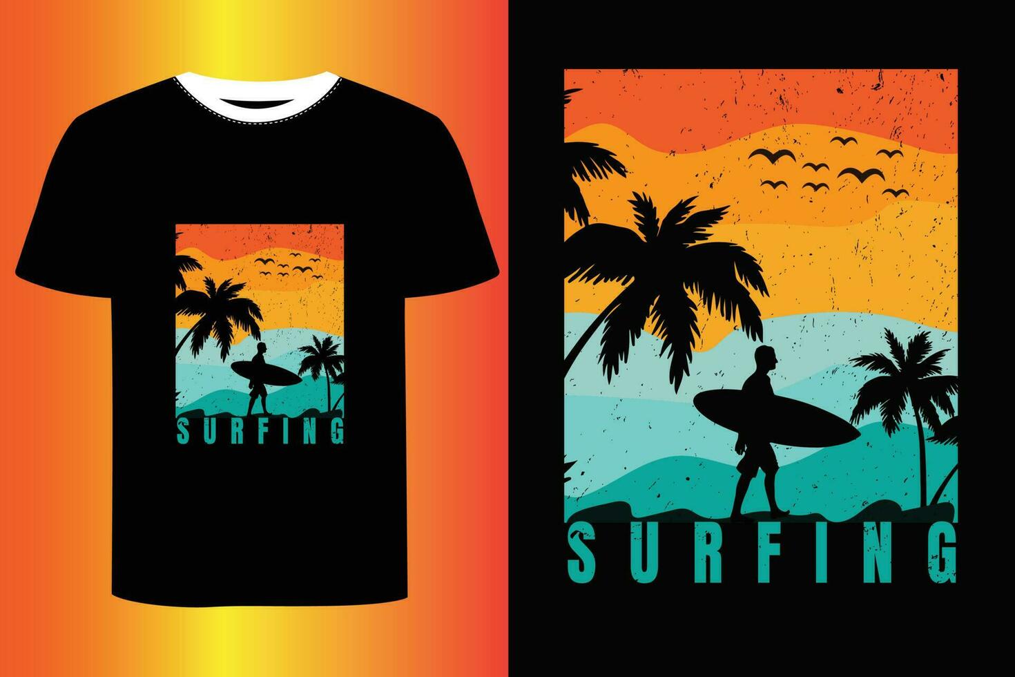 Surfing T-shirt Design. vector