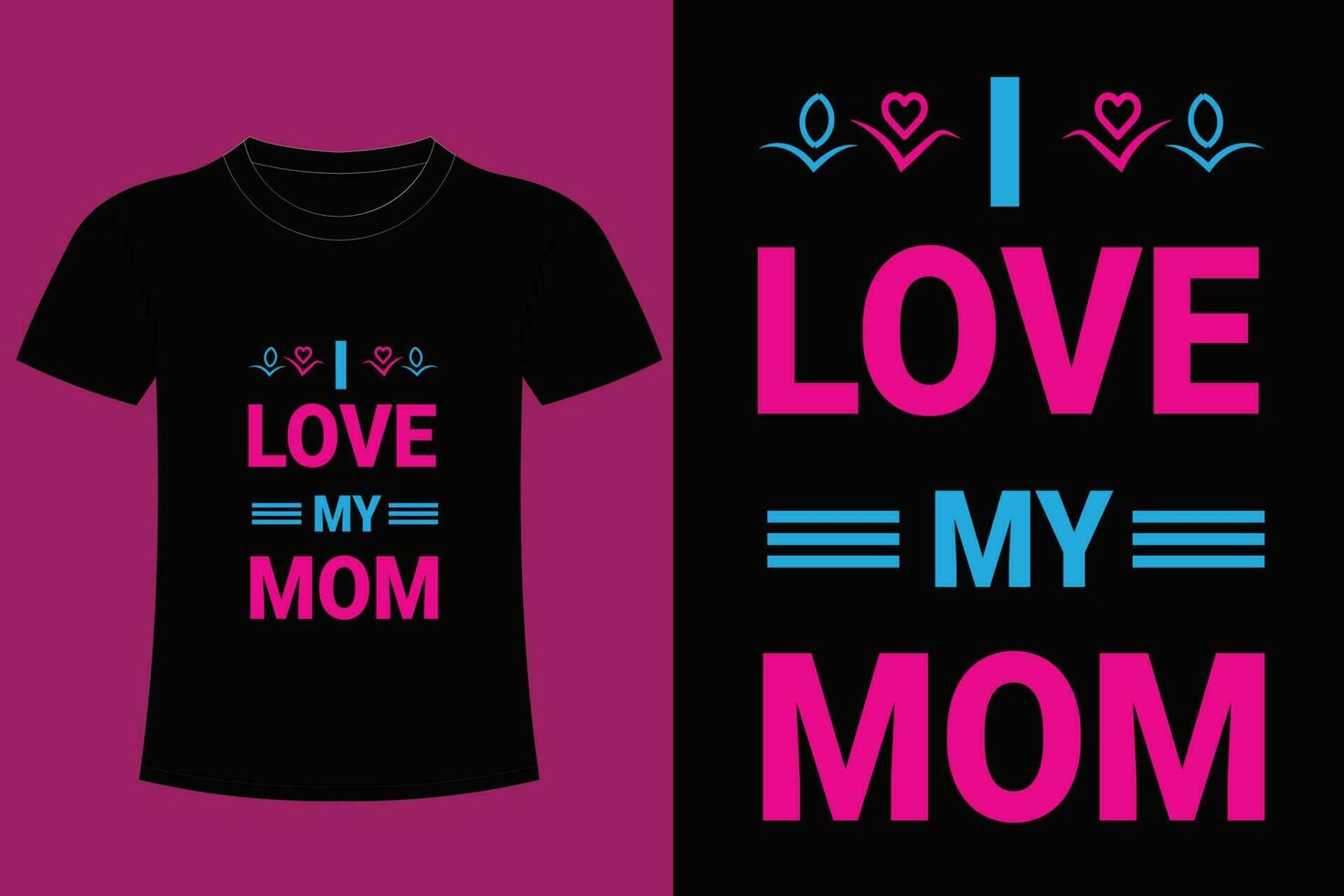 Mom day t shirt design. vector