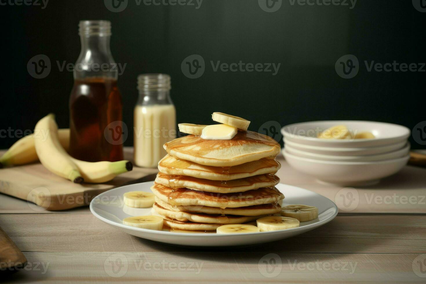 Pancake syrup stack. Generate Ai photo