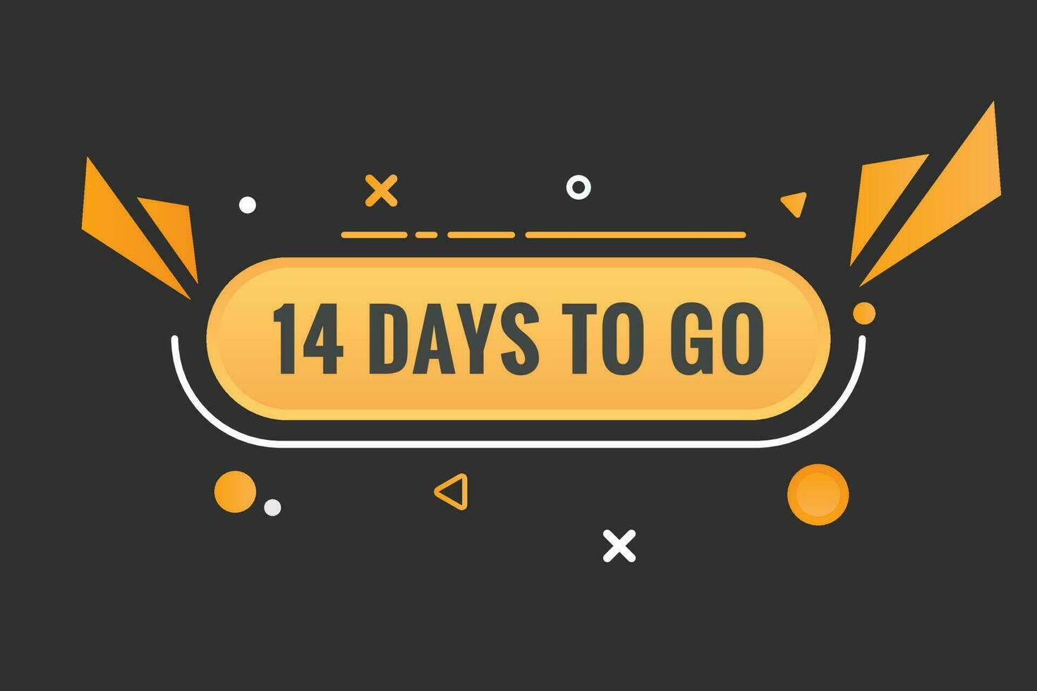 14 days to go text web button. Countdown left 14 day to go banner label vector