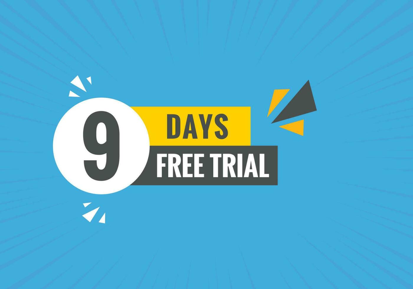 9 days Free trial Banner Design. 9 day free banner background vector