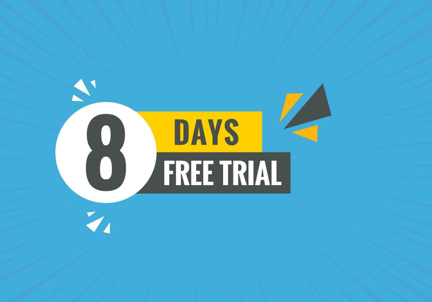 8 days Free trial Banner Design. 8 day free banner background vector