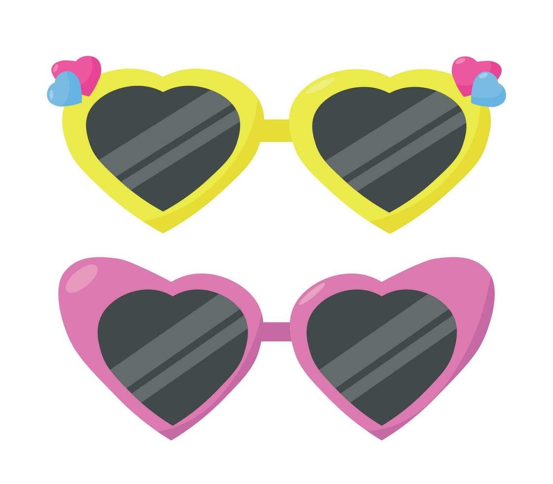 brillante de colores Gafas de sol en el forma de un corazón. lentes para niños vector