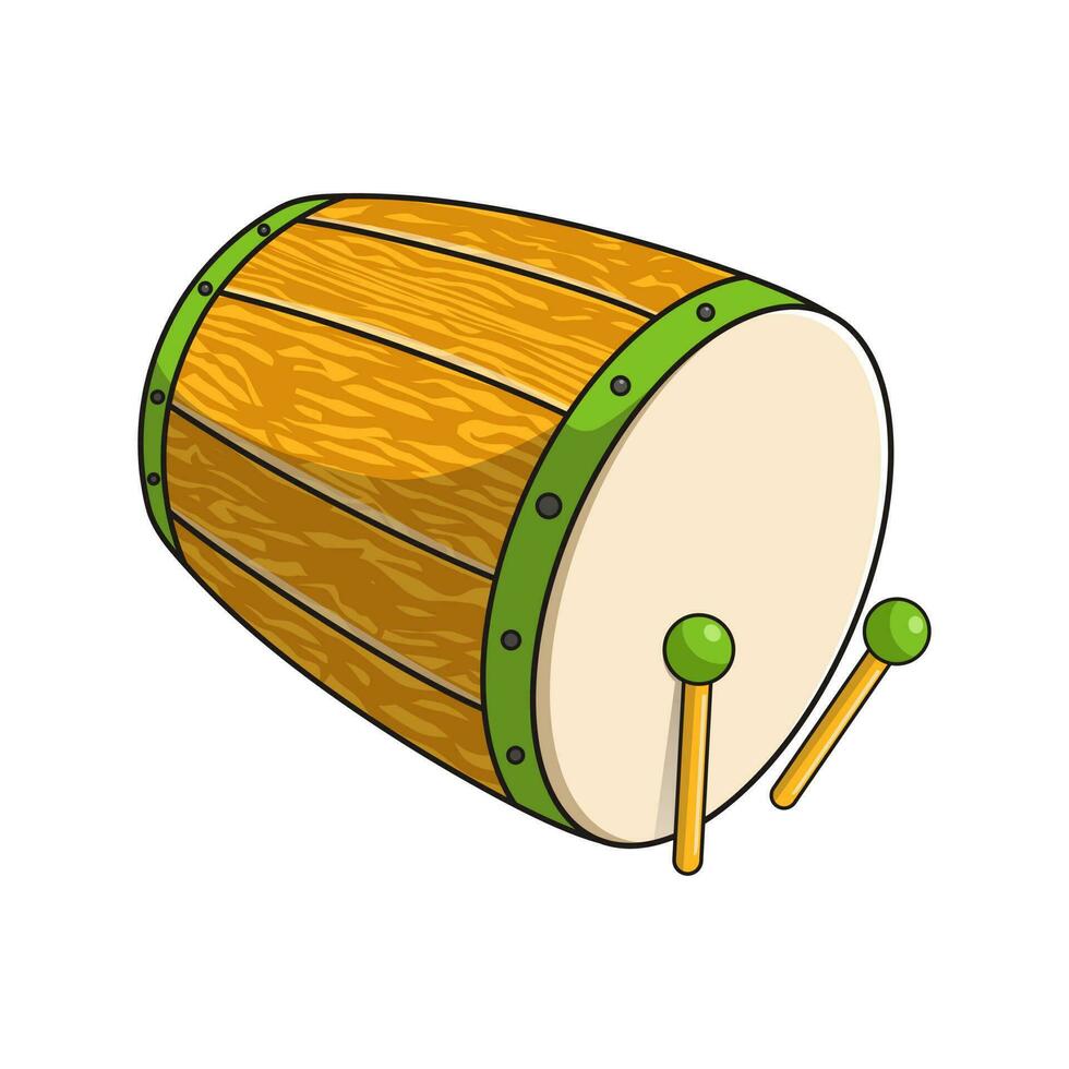 Bedug, a traditional musical instrument in the mosque that is used to call people to prayer, vector illustration, bedug drum