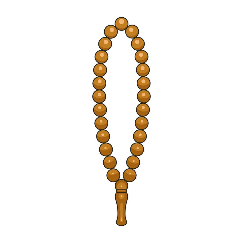 marrón oración rosario hecho de madera, aislado en un blanco fondo, vector ilustración, oración rosario en pie
