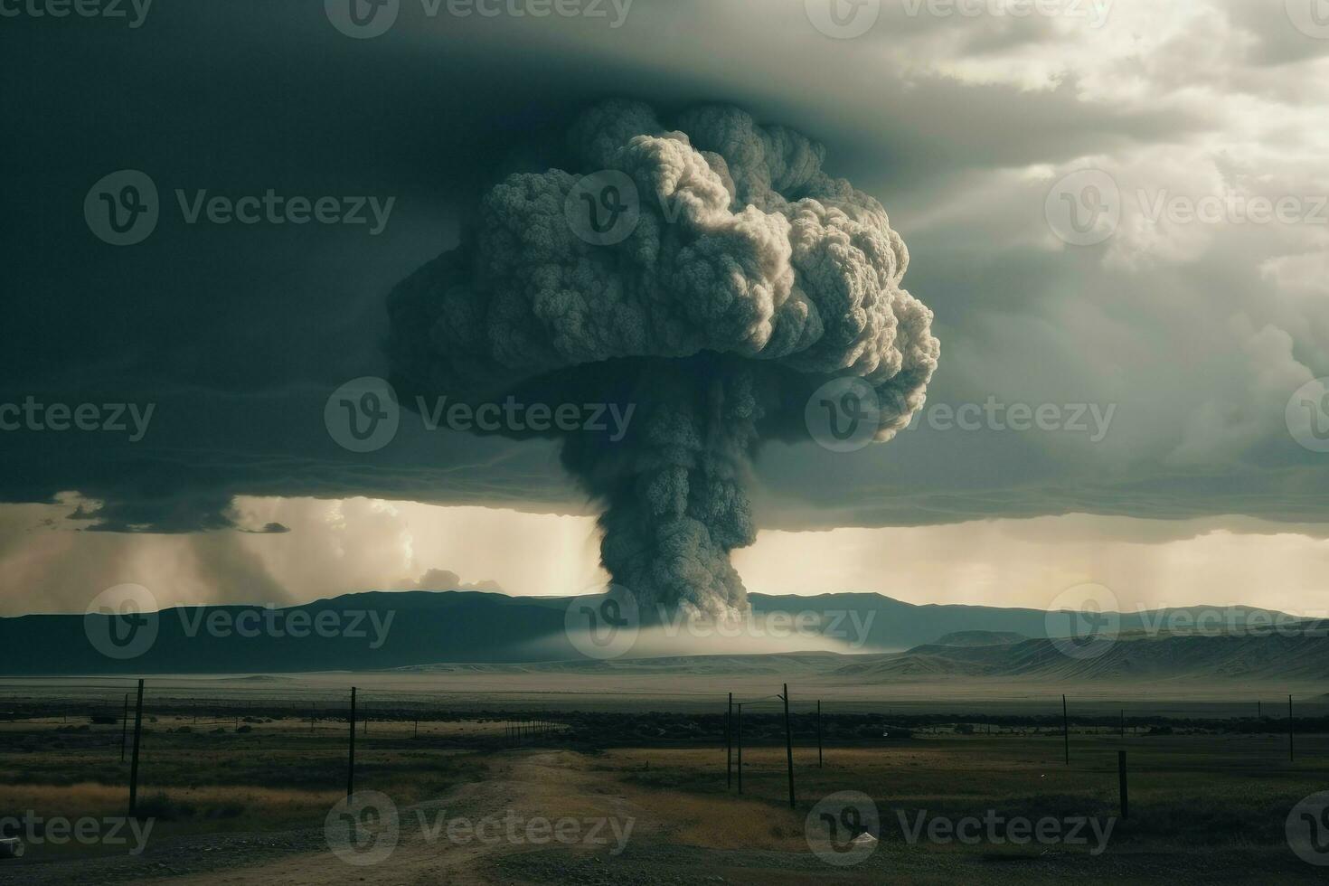 nuclear explosión dramático fumar. generar ai foto