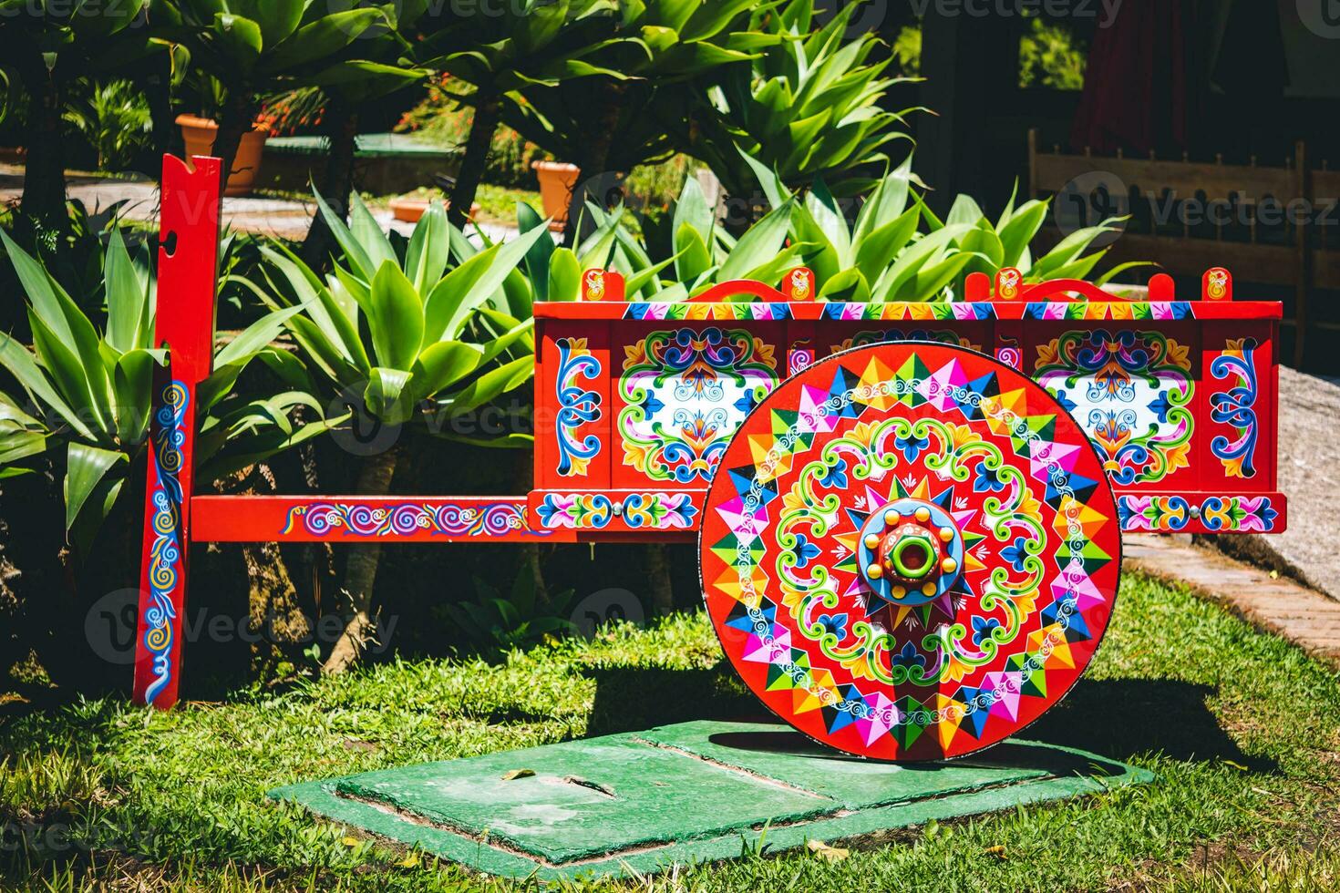 Color pattern cart with plants photo