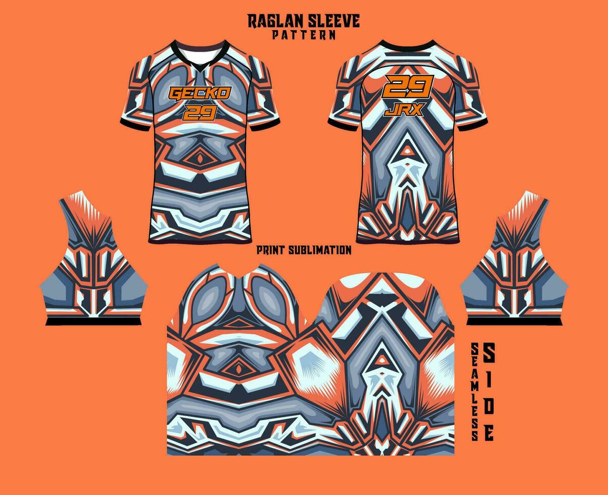 Sublimation printed raglan sleeve jersey kit vector
