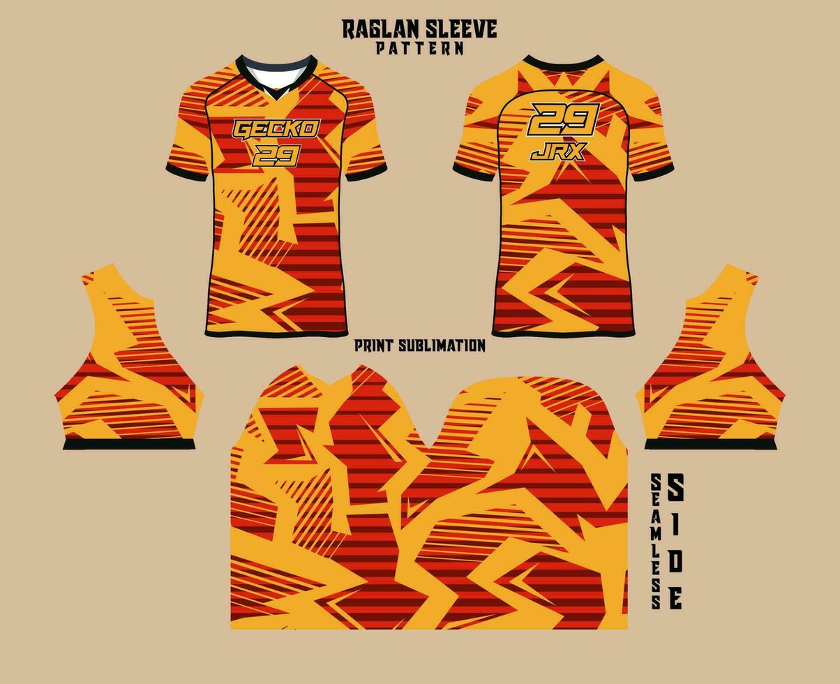 Sublimation printed raglan sleeve jersey kit vector