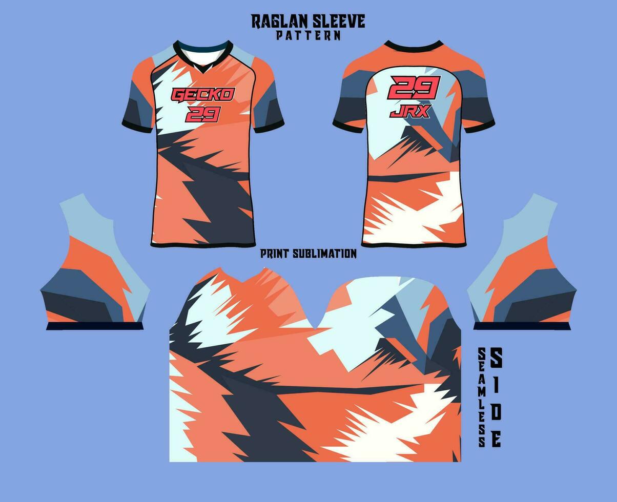 Sublimation printed raglan sleeve jersey kit vector