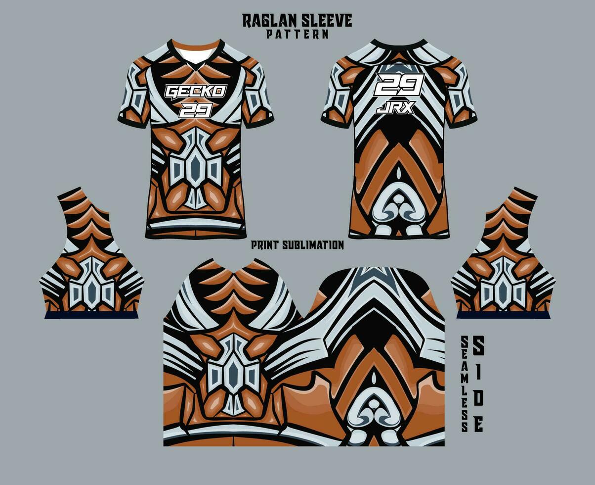 Sublimation printed raglan sleeve jersey kit vector