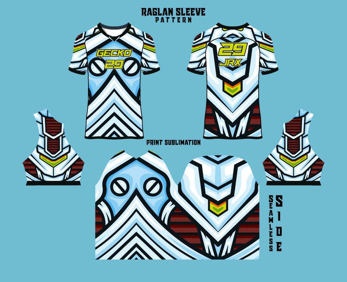 Sublimation printed raglan sleeve jersey kit vector